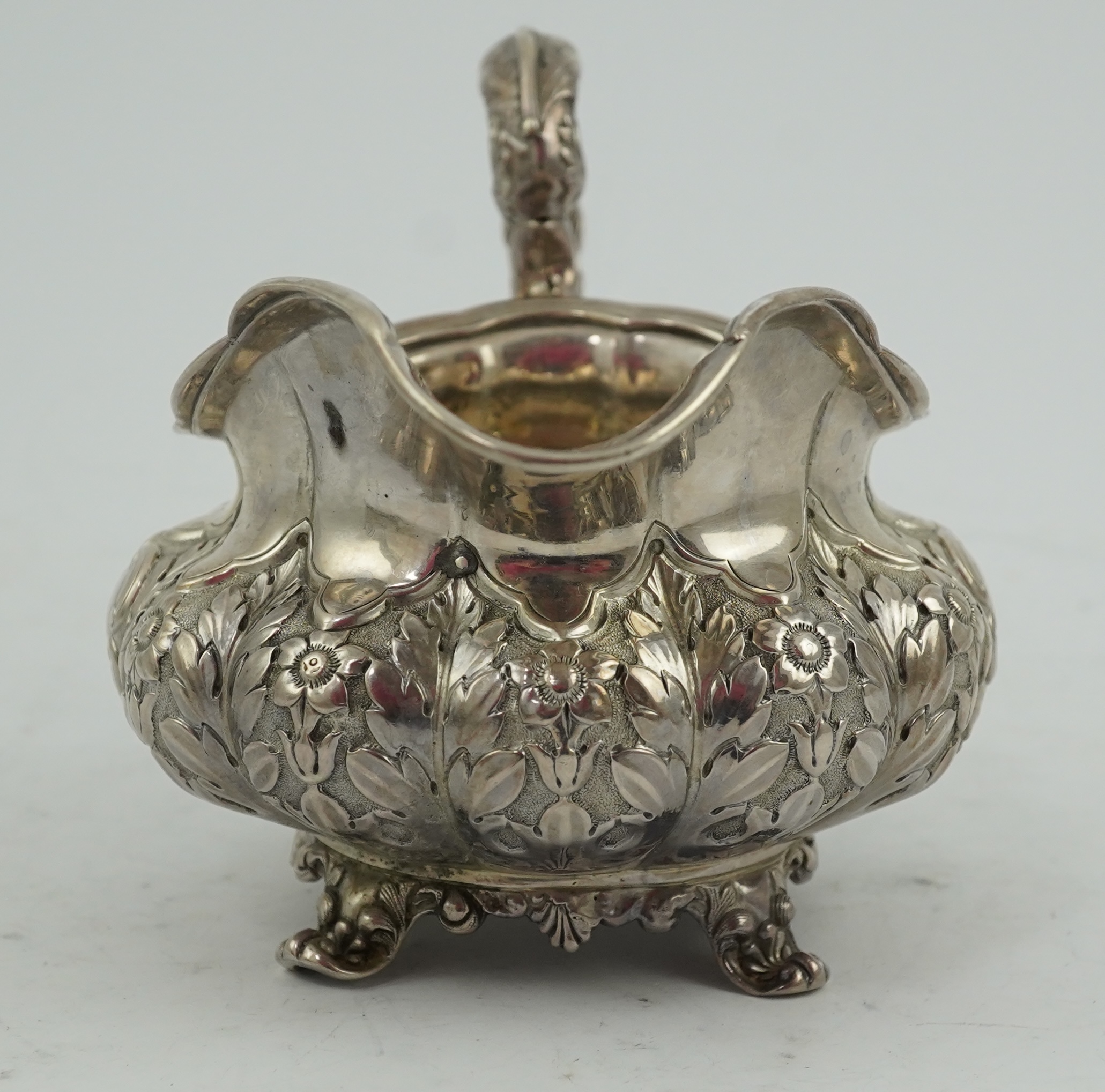 A William IV Irish silver cream jug, by James Le Bas